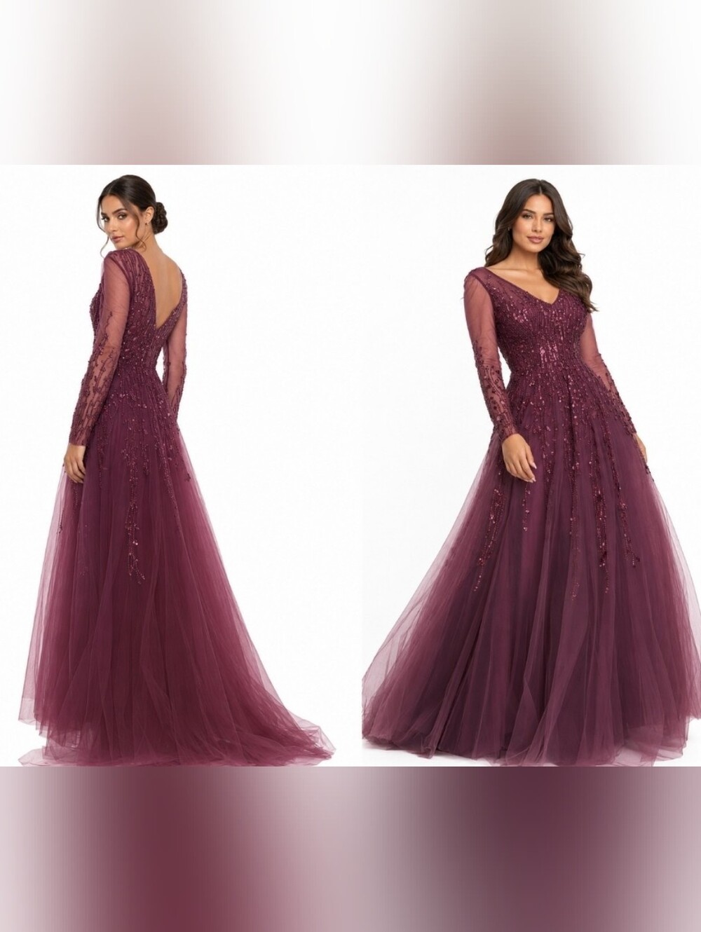 Macduggal Mac duggal Beaded Sequin Evening Gown Long sleeve dress gown 4 6